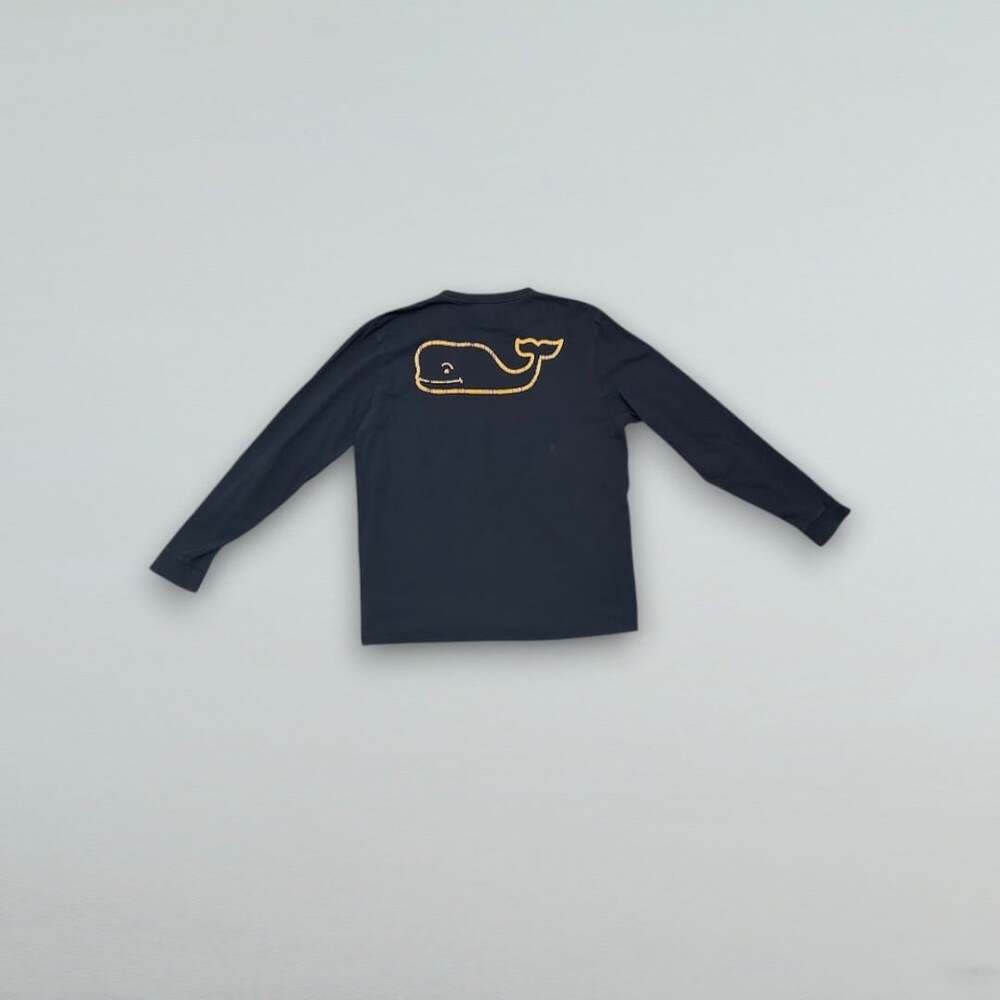 Men’s Navy Long Sleeve Pocket Graphic Tee Whale Coastal Large - Picture 5 of 6